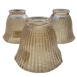 Vintage Iridescent‎ Beaded 3 Glass Light Shade Beach Cottage Lamp Fixture Shades